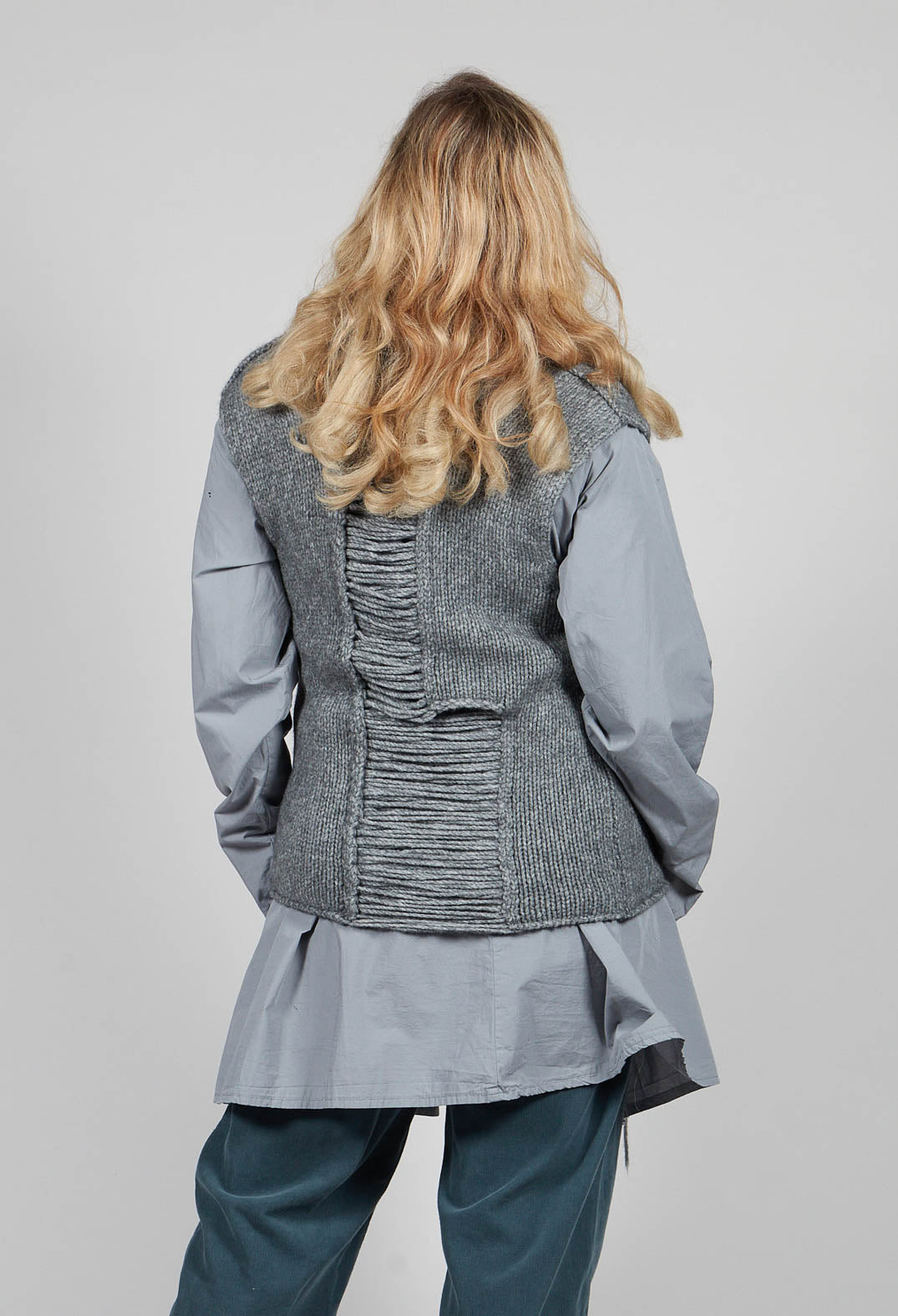 Knitted Vest with Ladder Feature in Grey