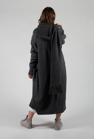 Cashmere Long Length Cardigan in Graphite