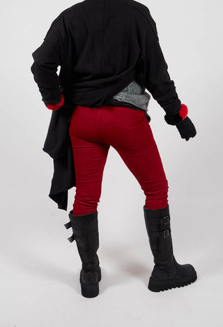 Suede Stretch Fit Skinny Trousers in Deep Red