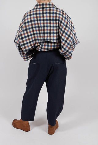 High Waist Trousers in Navy Blue