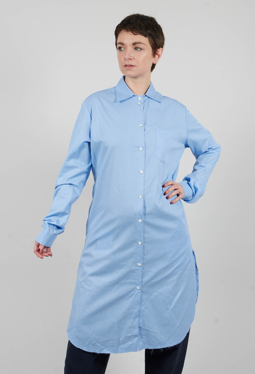 Longline Stripe Shirt in Blue