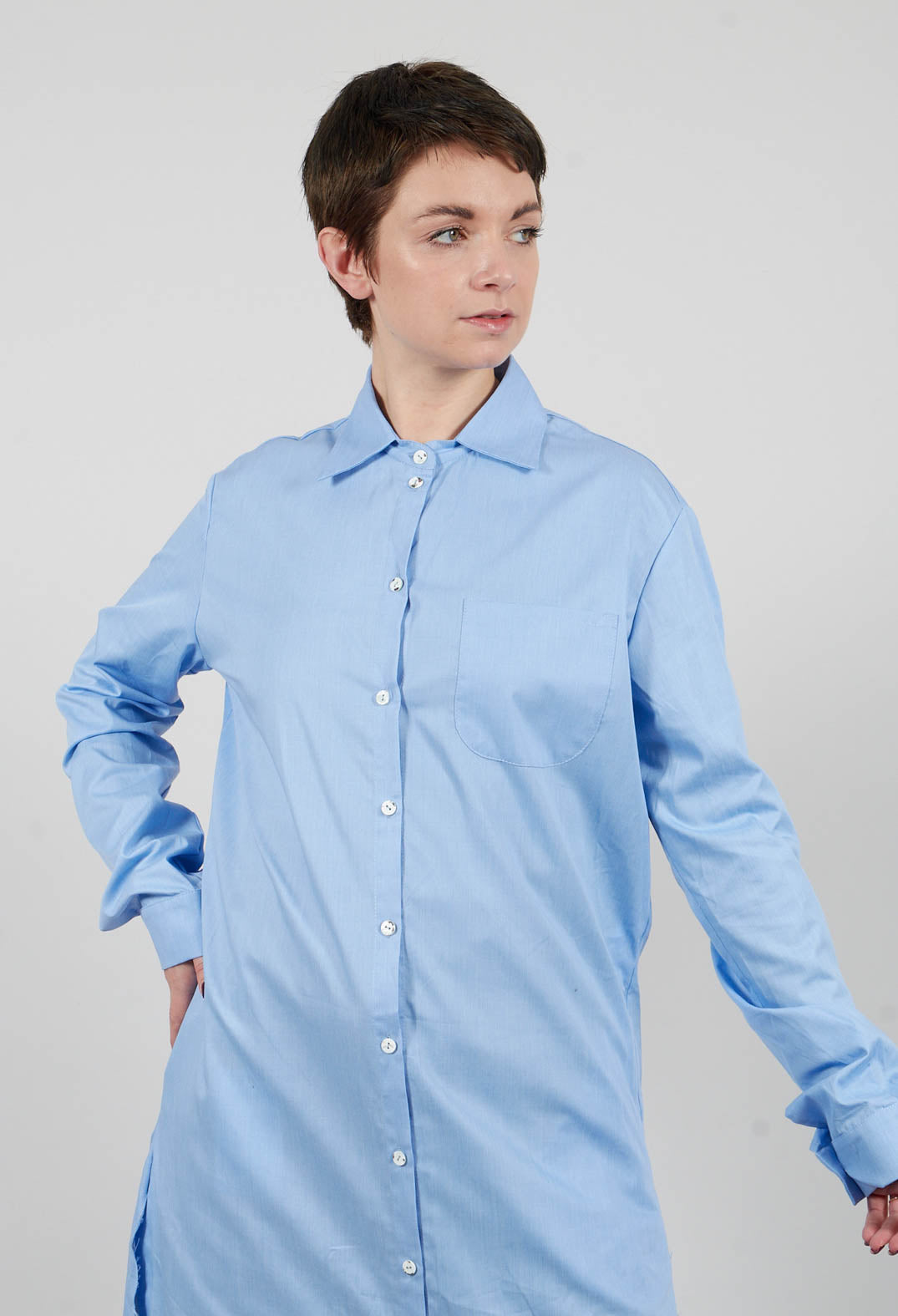 Longline Stripe Shirt in Blue