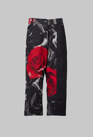 Contrasting Trousers in Rose Print