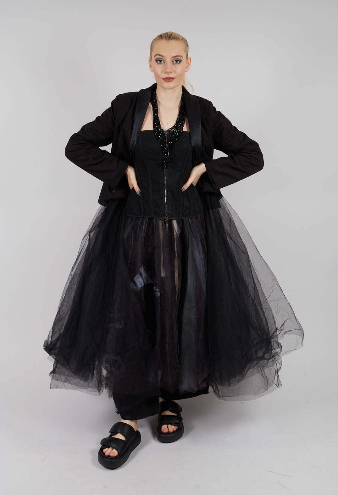 Zipper Fastening Corset Top in Smeared Black – Olivia May