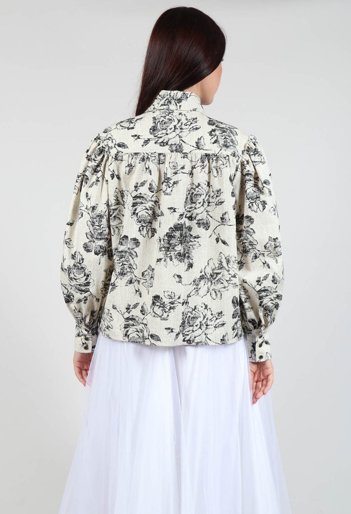 BLACK FLOWERS L/S SHIRT / BLK