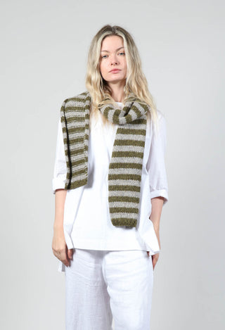 HK Striped Scarf in Grey and Olive