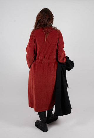 Collar Drawstring Dress in Red