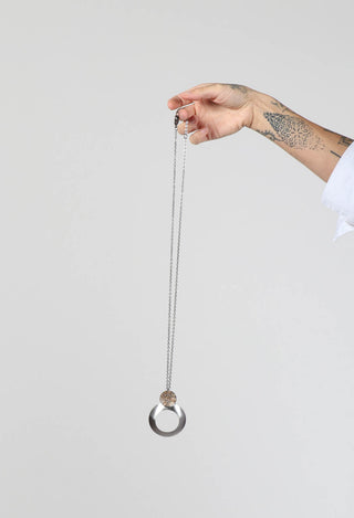 Long Chain Necklace with Circular Pendant