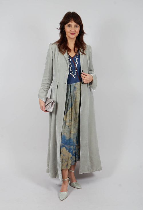 Long Velvet Coat in Pearl
