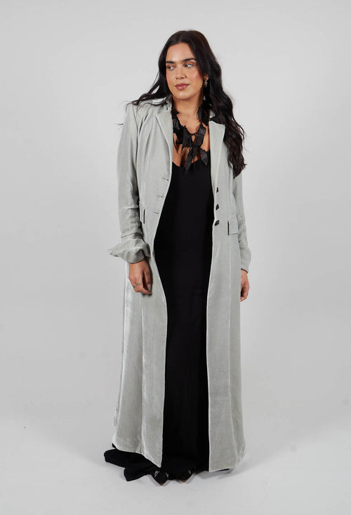 Long Velvet Coat in Pearl