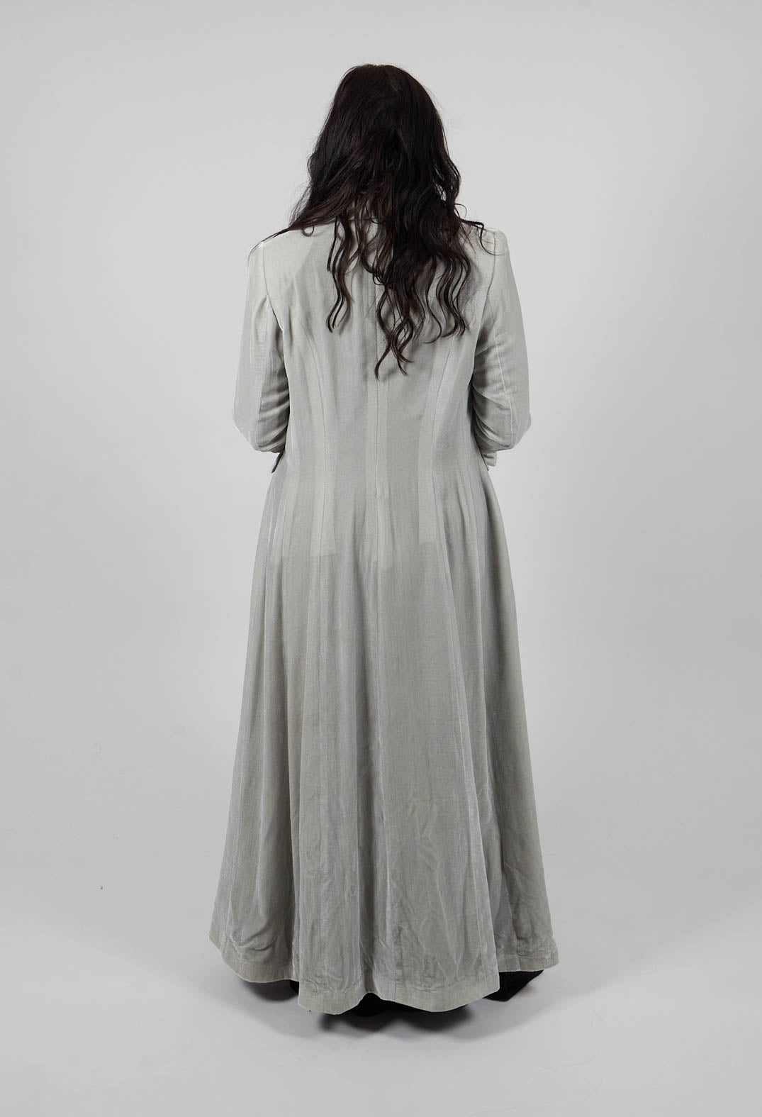 Long Velvet Coat in Pearl