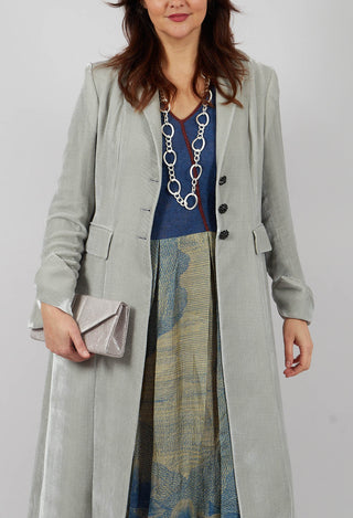 Long Velvet Coat in Pearl