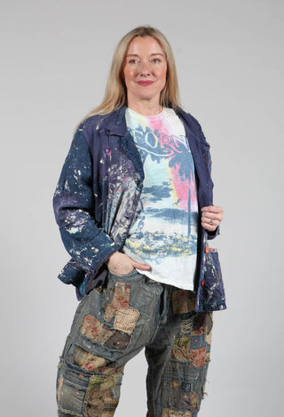 Paint Splatter Crop Tancy Coat in Workwear