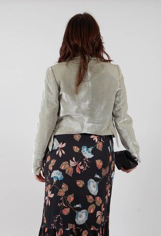 T.ba Cropped Velvet Jacket in Pearl Grey - Olivia May