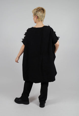 Wide Fit Dress with Wool Texture in Black Mix