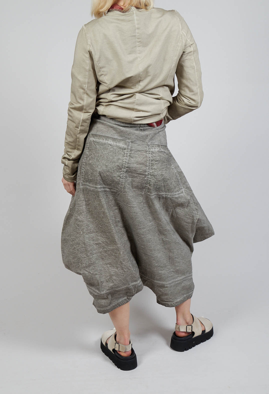 Tucked Fabric Trousers in Hay Cloud