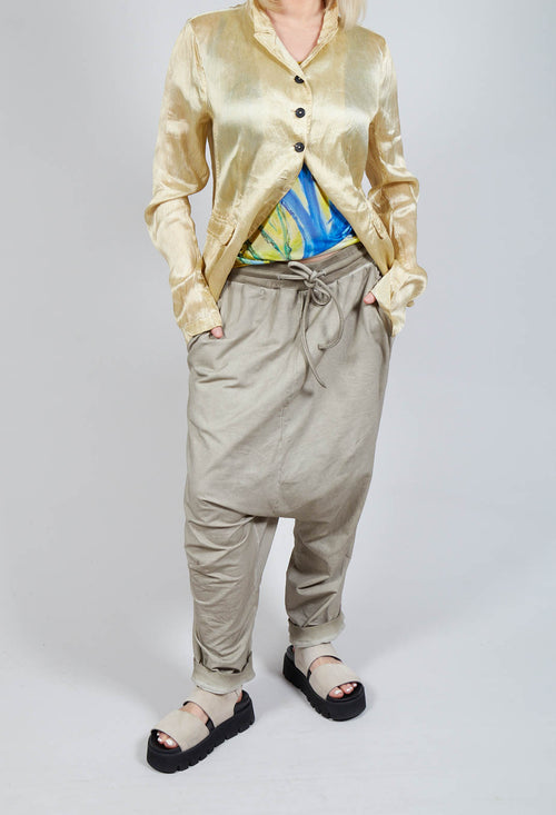 Relaxed Drop-Crotch Trousers in Straw Cloud