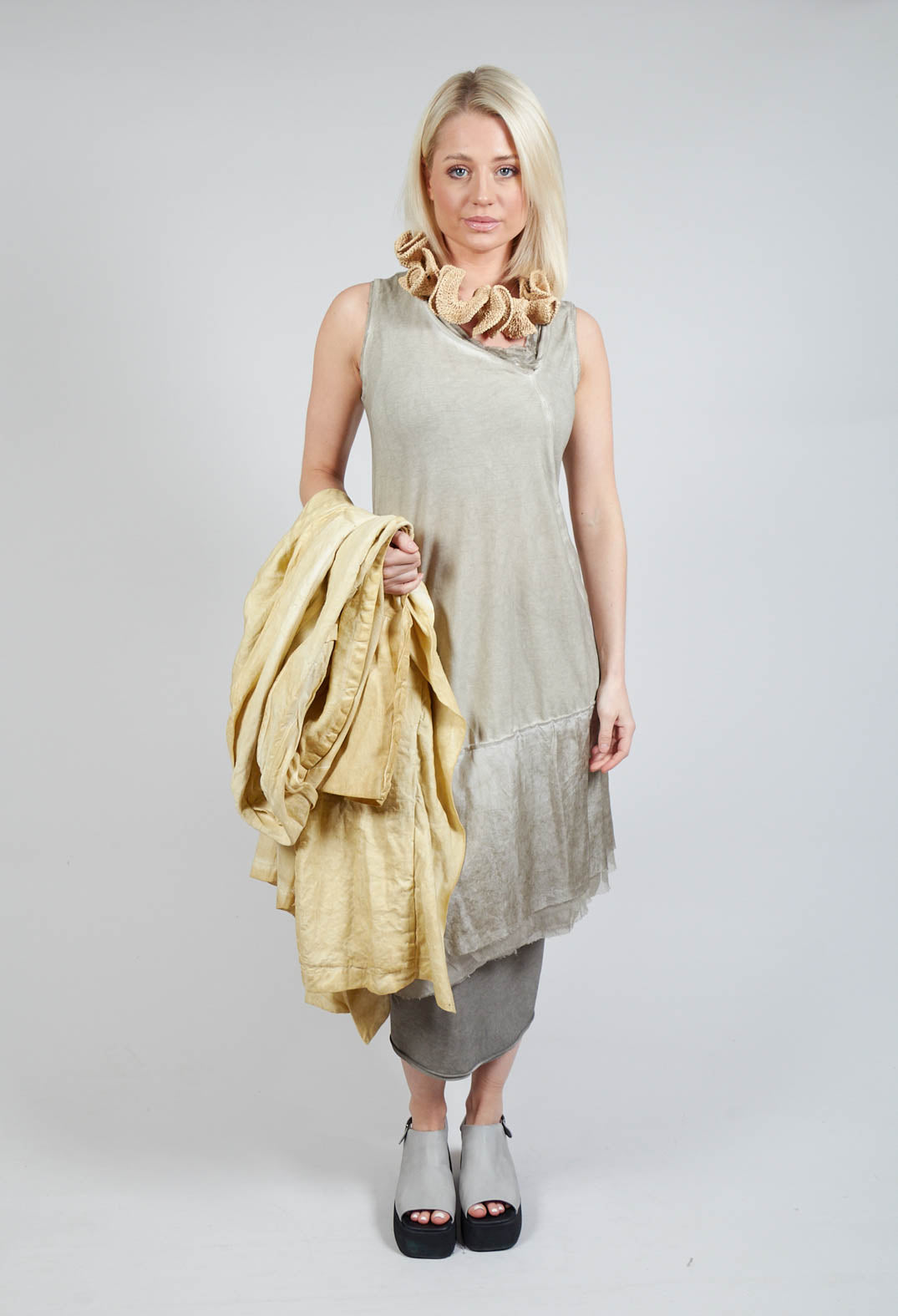 Waterfall Dress in Straw Cloud