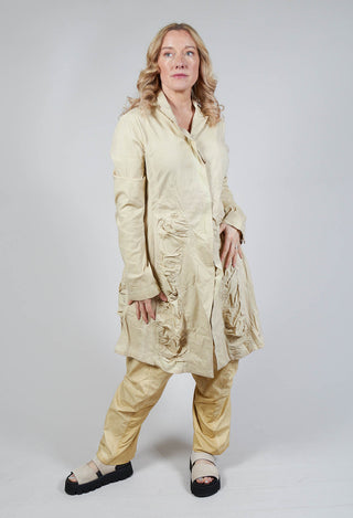 Ruched Overcoat in Wax Cloud