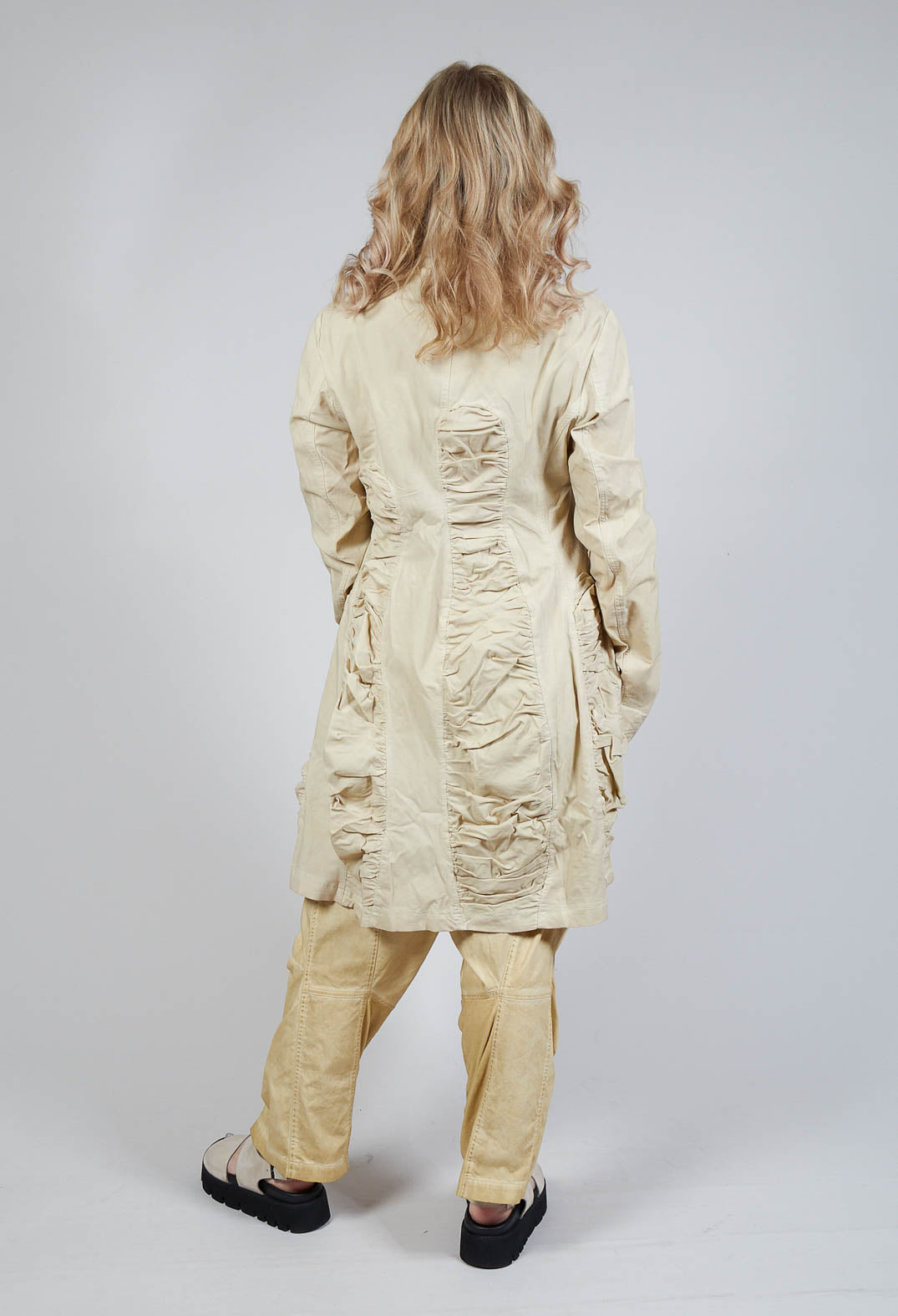 Ruched Overcoat in Wax Cloud