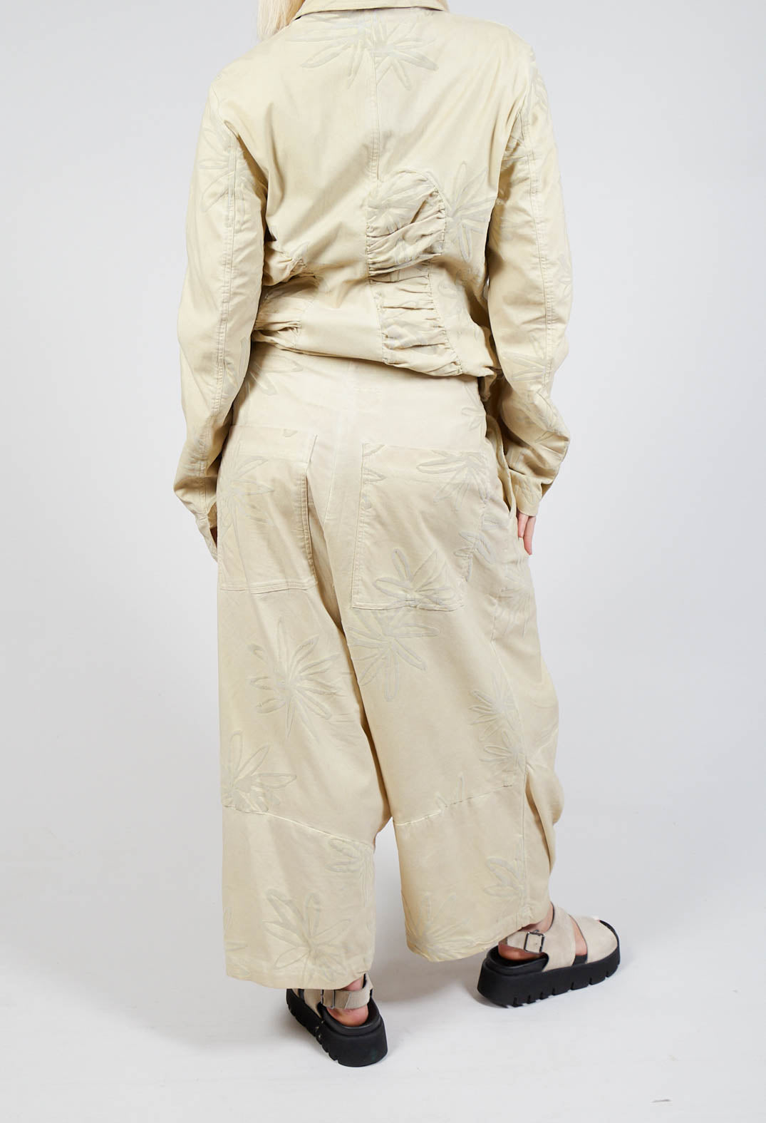 Flower Print Sarouel Trousers in Wax Flock Cloud