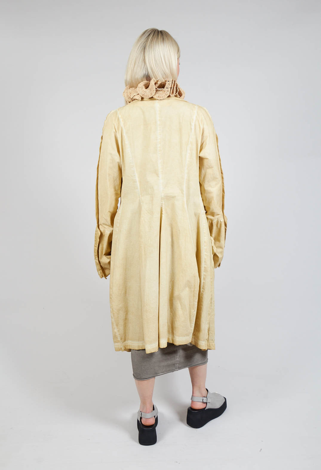 Ruched Overcoat in Wax Cloud