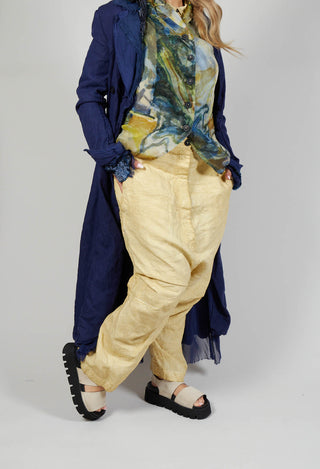 Linen Crease Trousers in Wax Cloud