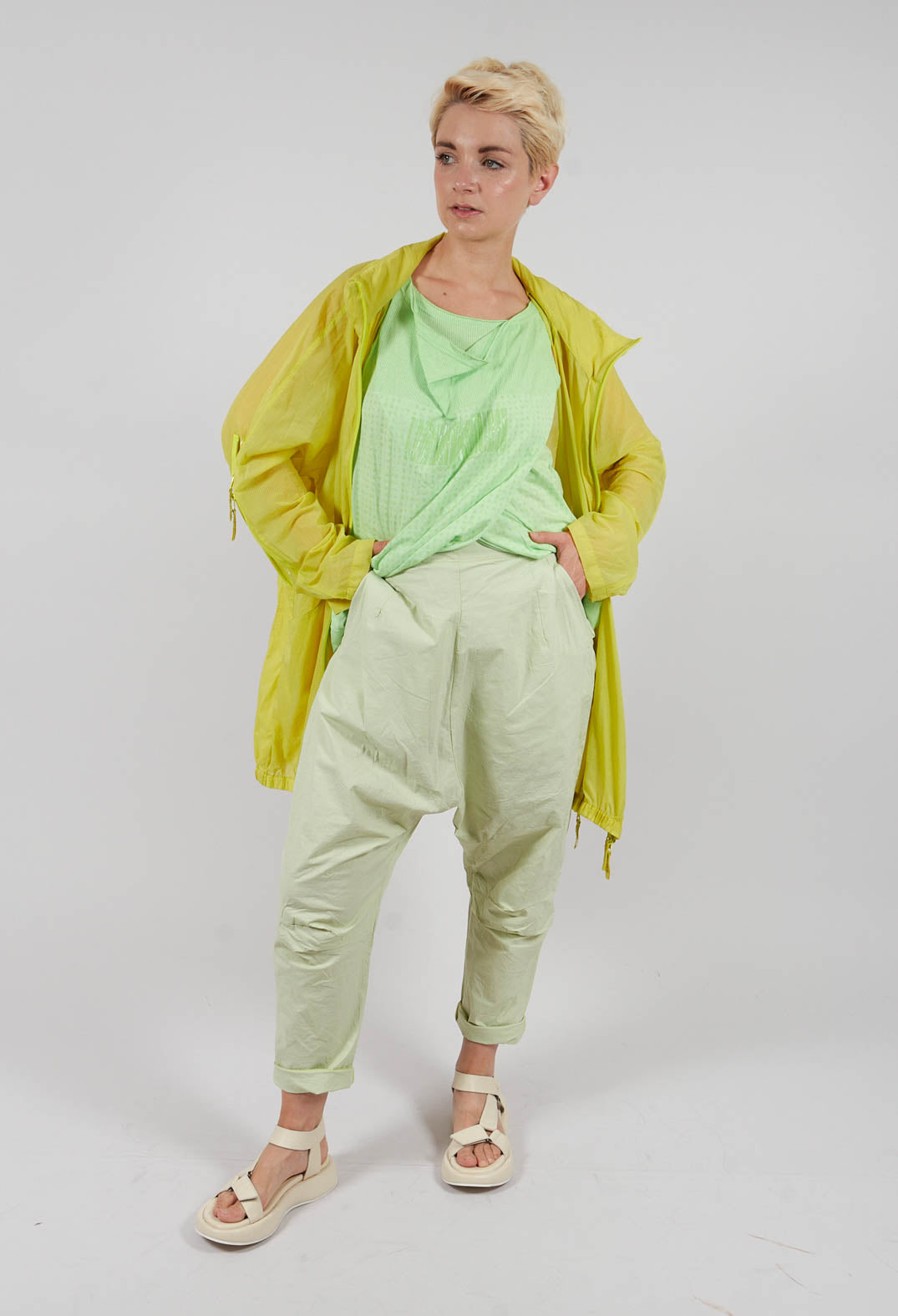 Draped Jersey Vest Top in Lime Print