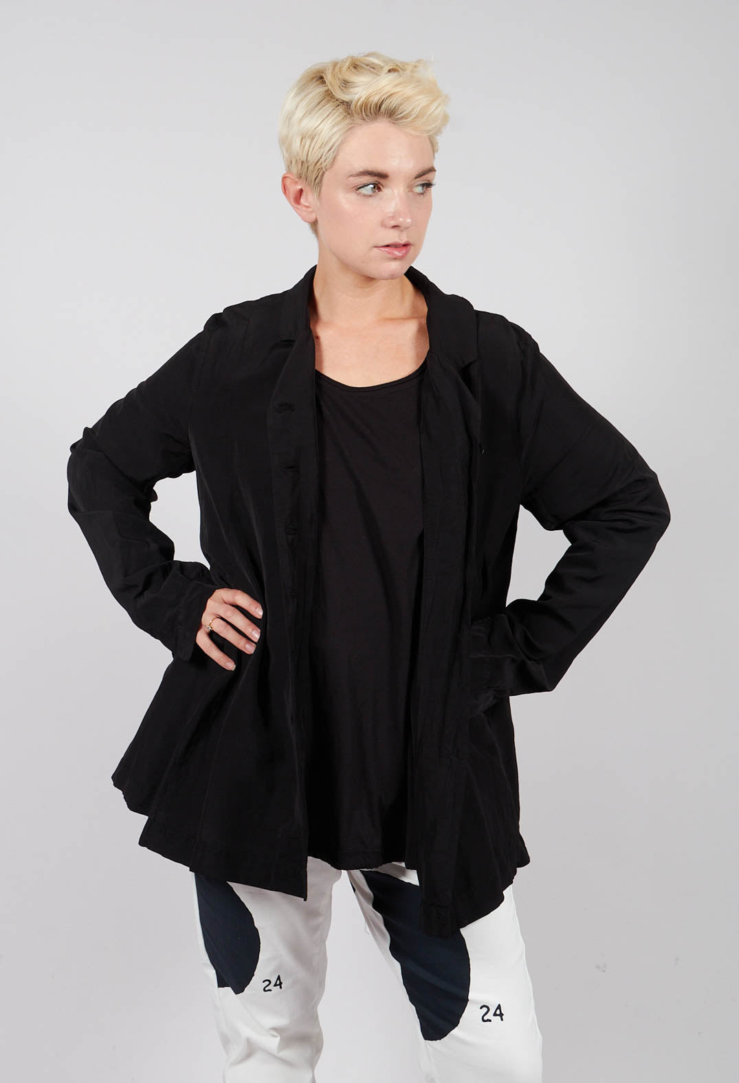 Flared Hem Tailored Jacket in Black