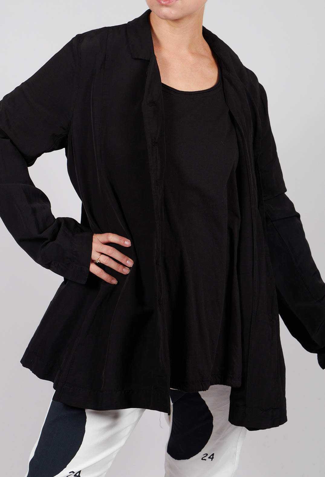 Flared Hem Tailored Jacket in Black