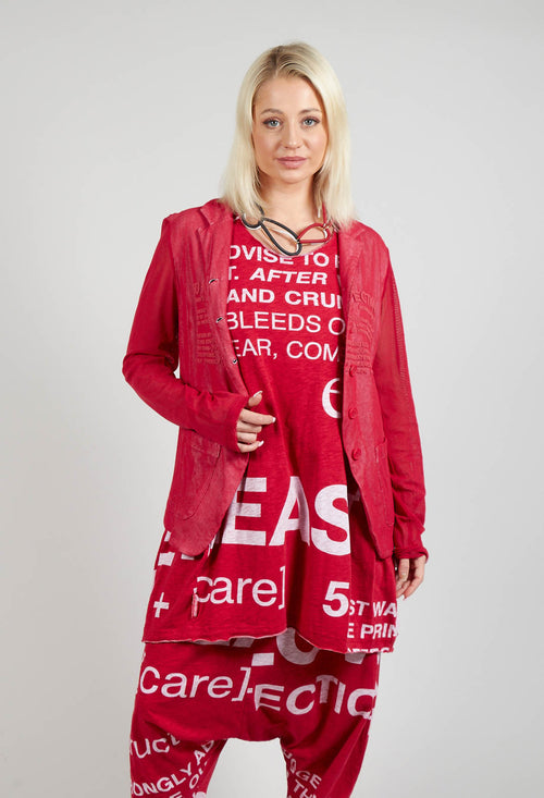 Sheer Sleeve Jacket in Chili Print