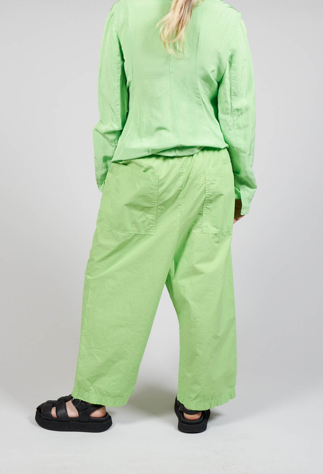 Cropped Wide Leg Trousers in Lime
