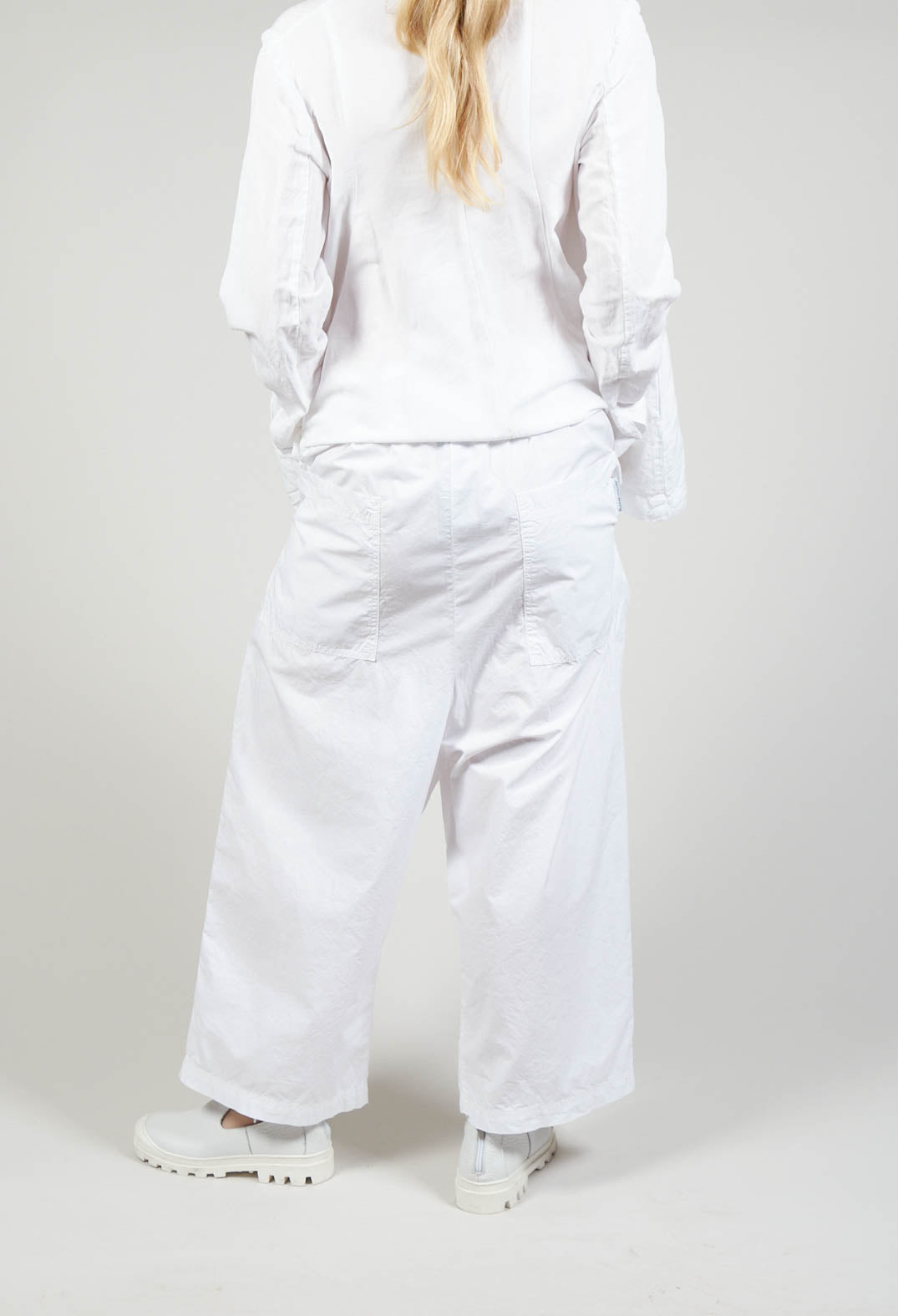 Cropped Wide Leg Trousers in White