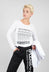 Long Sleeve Jersey Top with Motif in Black Print