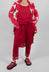 Drop Crotch Trousers in Chili Jacquard