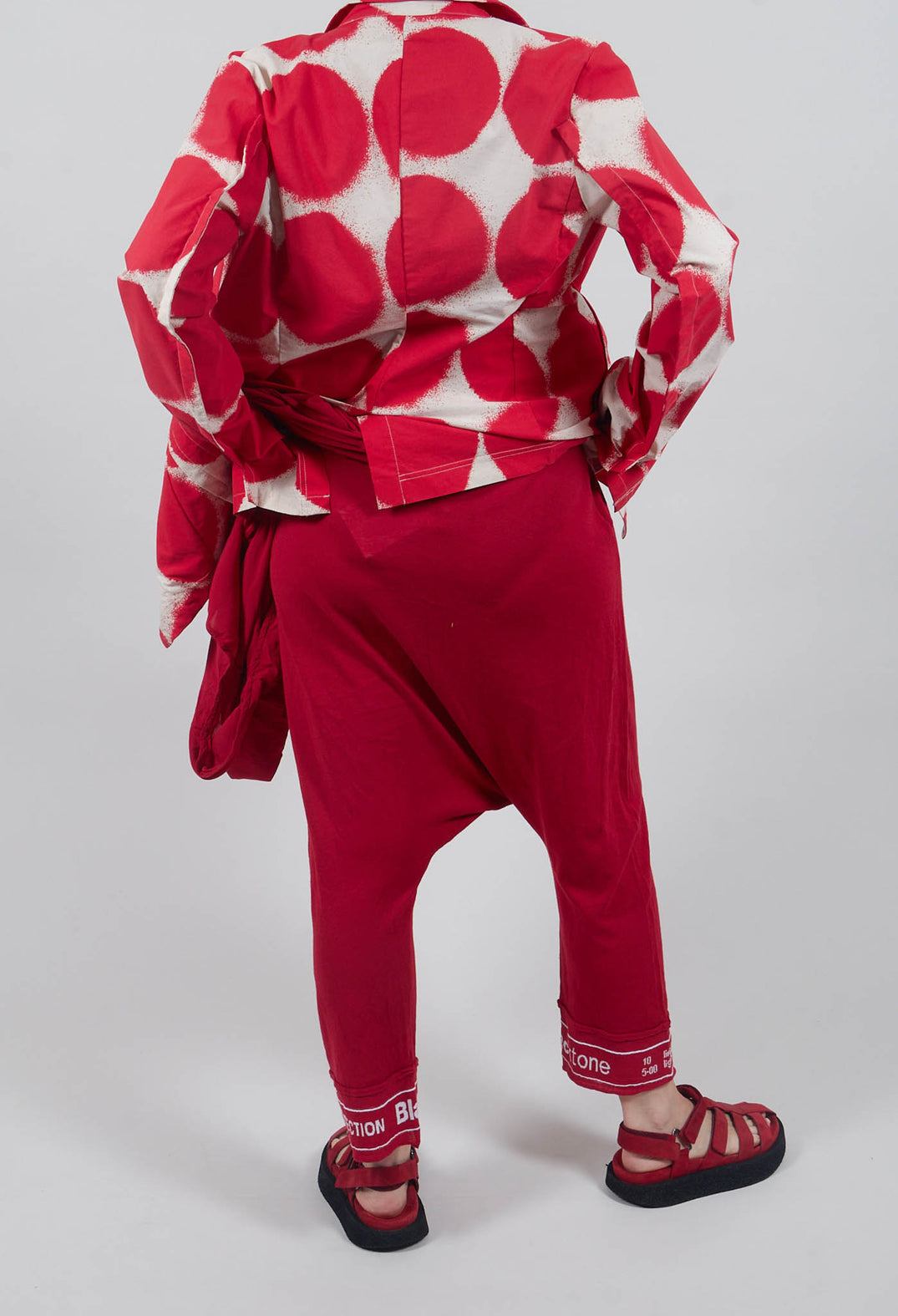 Drop Crotch Trousers in Chili Jacquard