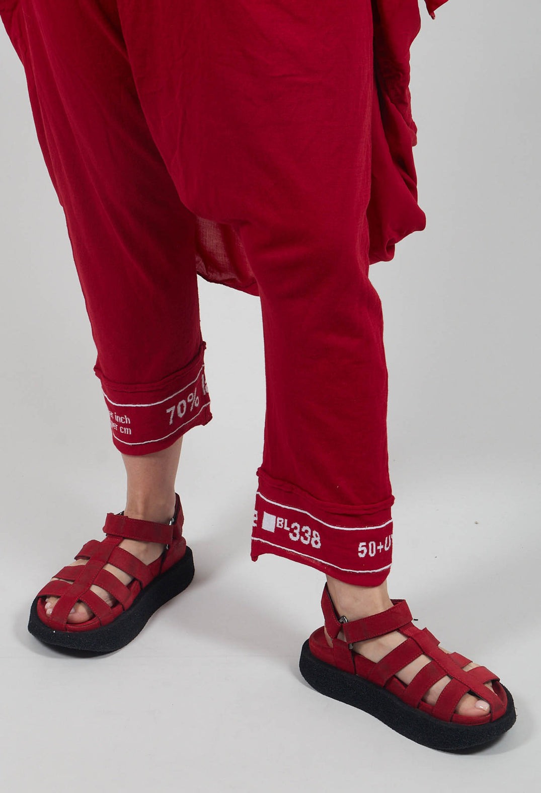 Drop Crotch Trousers in Chili Jacquard