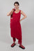 Sleeveless Jersey Dress with Asymmetric Hem in Chili