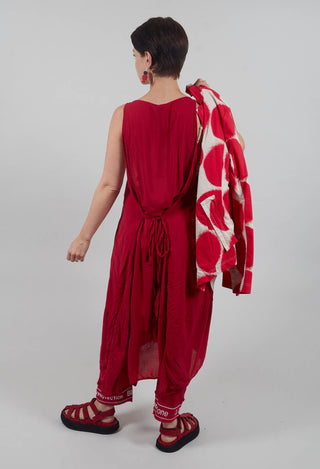 Sleeveless Jersey Dress with Asymmetric Hem in Chili