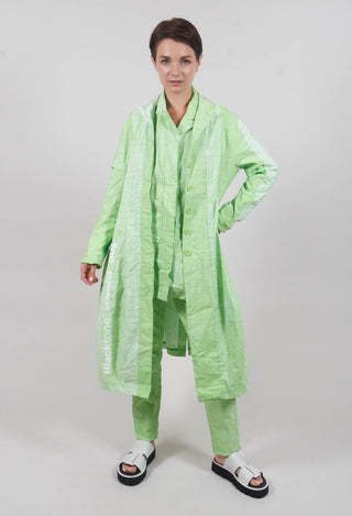 Lightweight Coat with Tulip Hem in Placed Lime Print