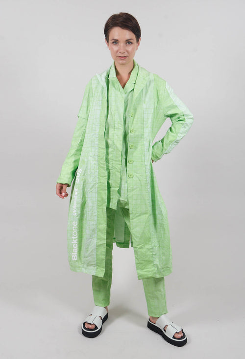 Lightweight Coat with Tulip Hem in Placed Lime Print