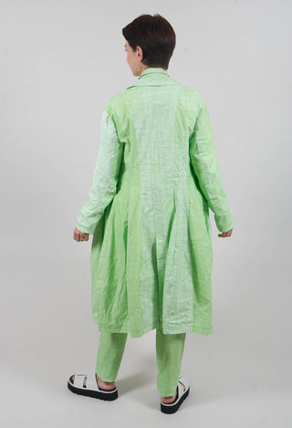 Lightweight Coat with Tulip Hem in Placed Lime Print