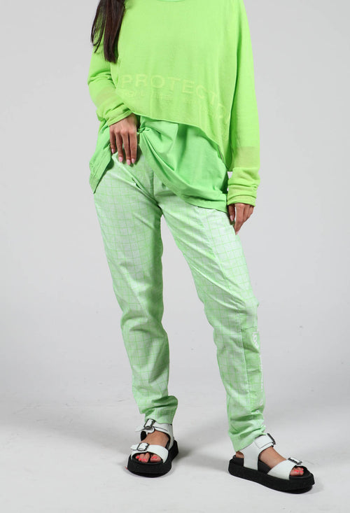 Slim Fit Pull On Trousers in Placed Lime Print