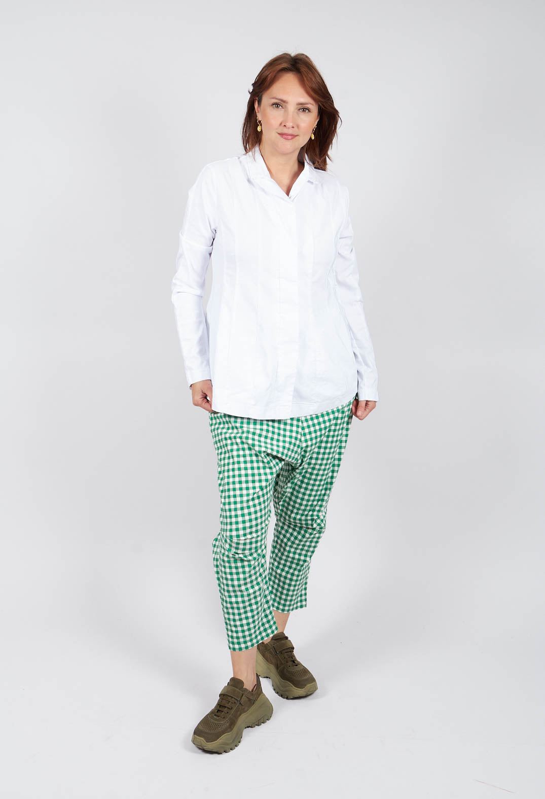 Jodhpur Style Cropped Trousers in Apple Check