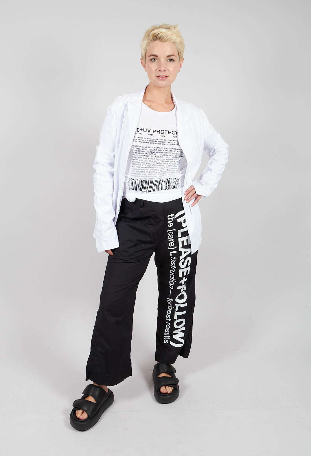 Long Sleeve Jersey Top with Motif in Black Print