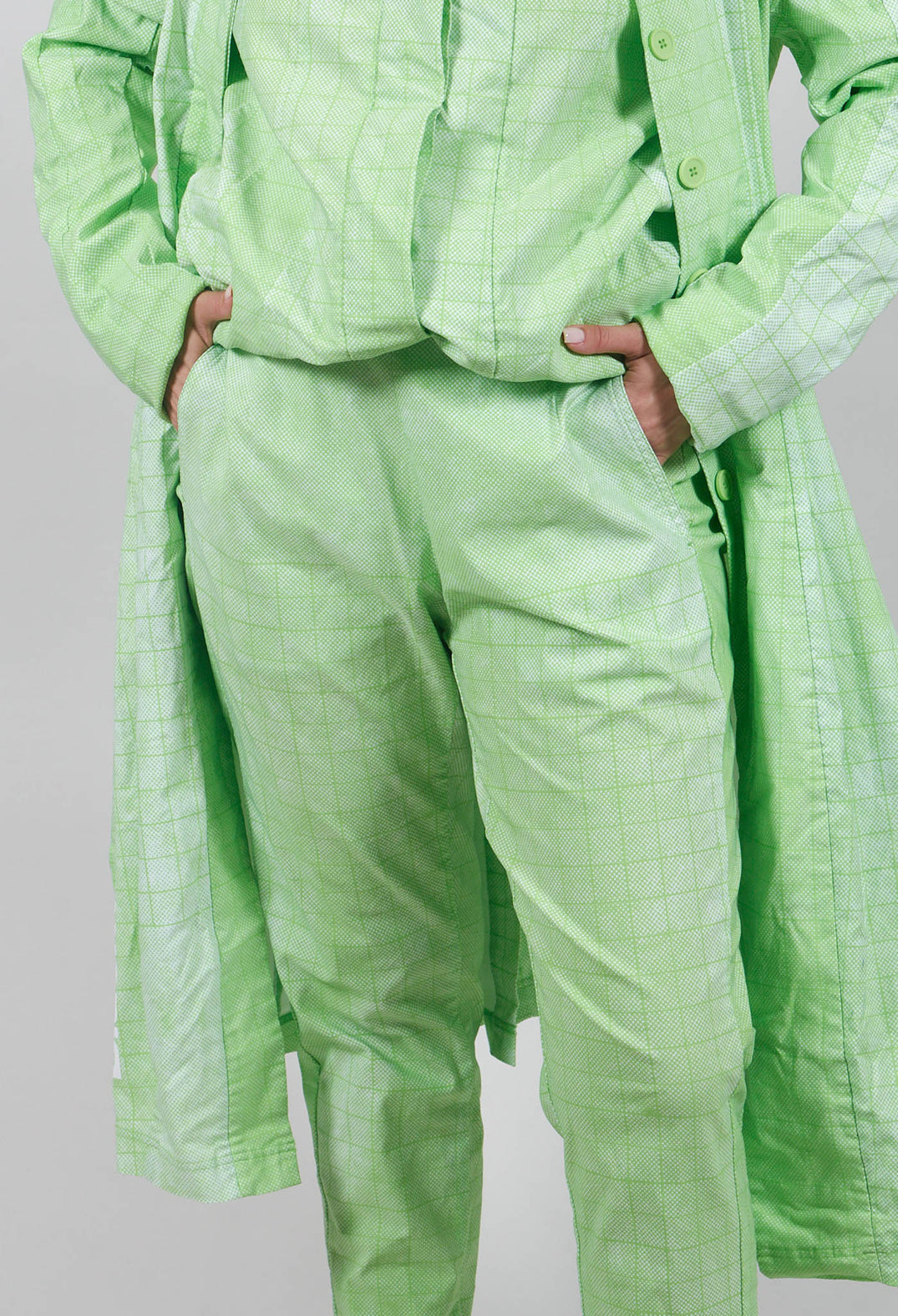 Pull On Fitted Trousers in Lime Print