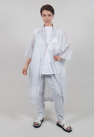 Midi Cotton Shirt Dress in Grey Print