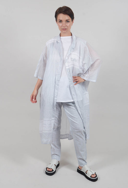 Midi Cotton Shirt Dress in Grey Print