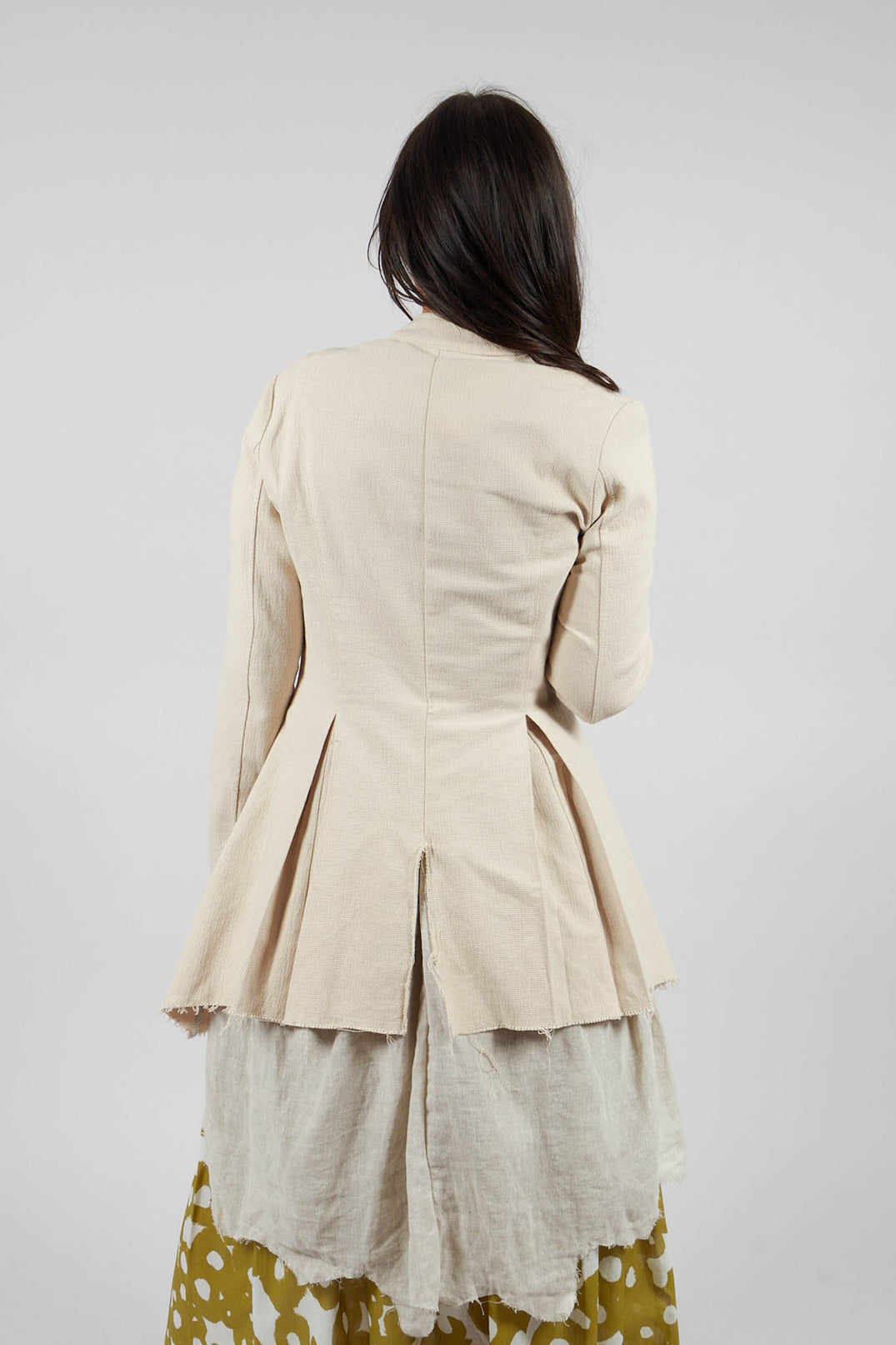 Asymmetrical Jacket in Cotone and Garza Di Lino Sand