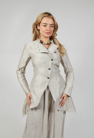 Asymmetrical Jacket in Lino Crush Sand